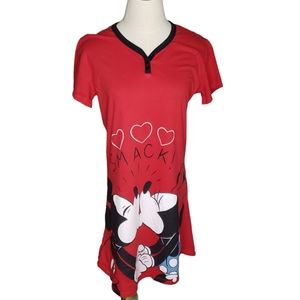 Disney Store Minnie & Mickey Smooch Cotton Night Shirt Cotton Baby Sleeves Small